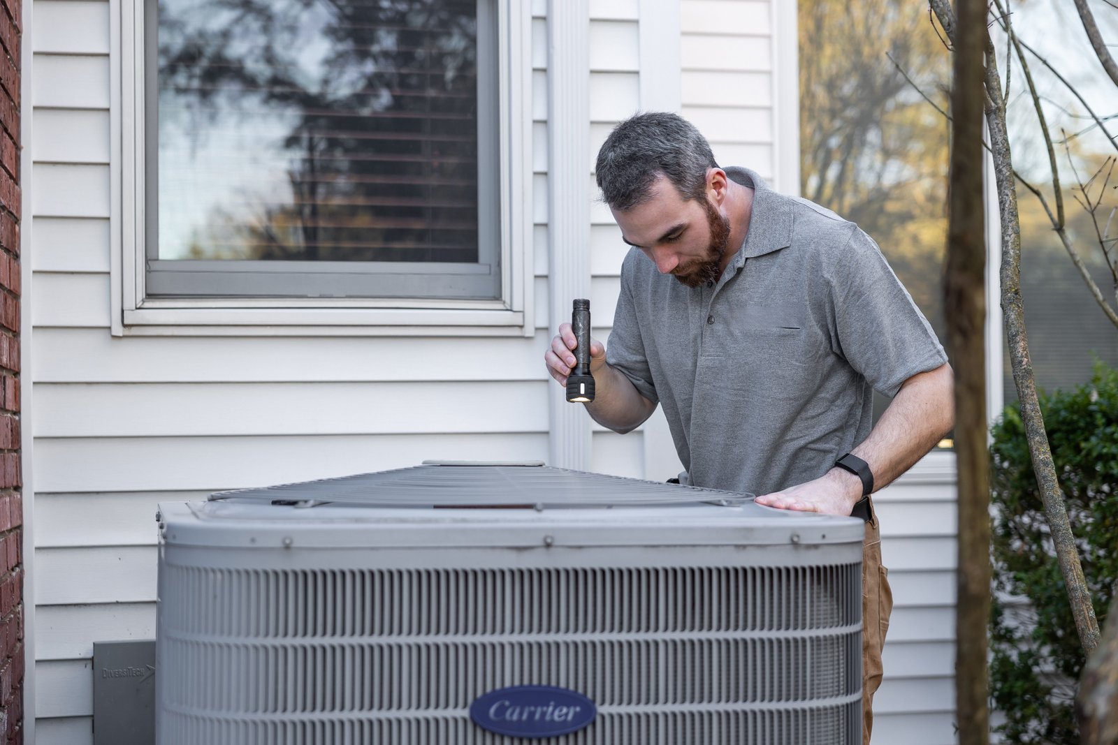 Residential air conditioning system inside a home